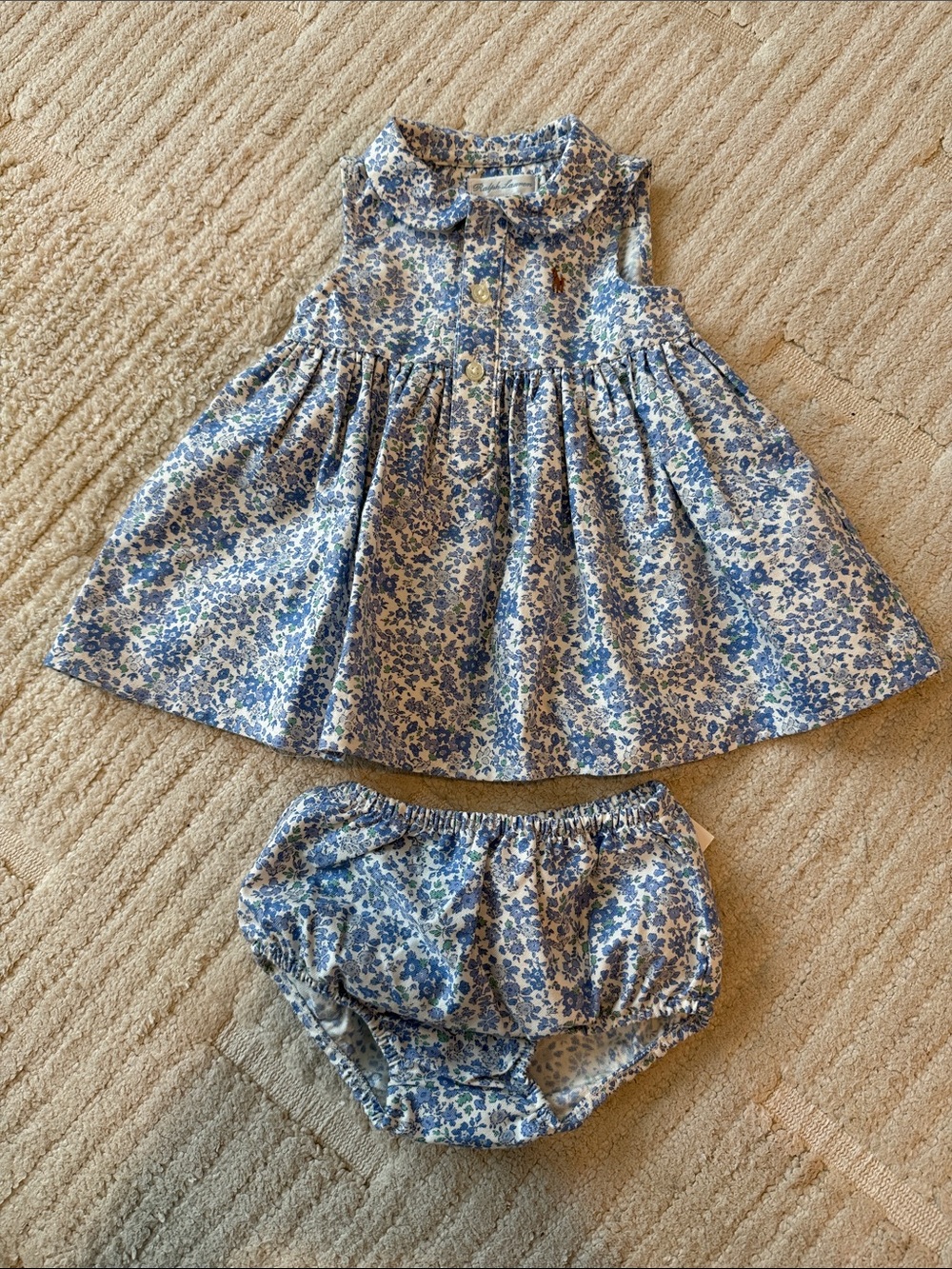 Ralph Lauren Blue Floral Dress with Matching Bloomers